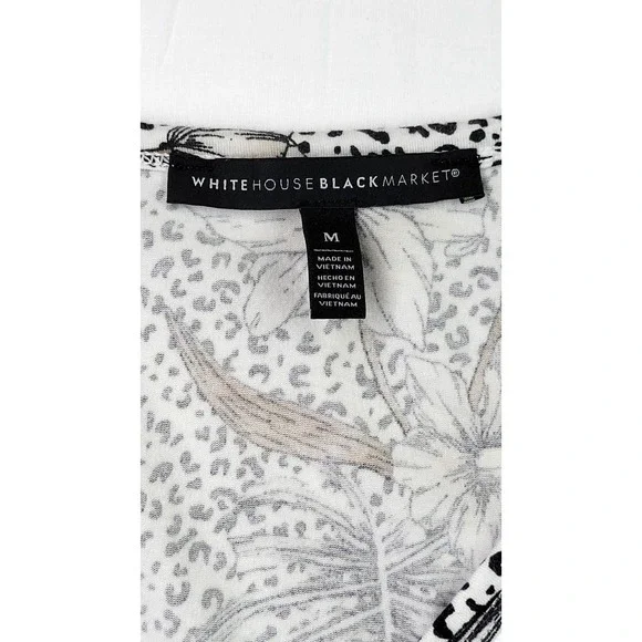 White House Black Market V Neck Top Medium Animal & Floral Print Ruffle Sleeves - Picture 4 of 7